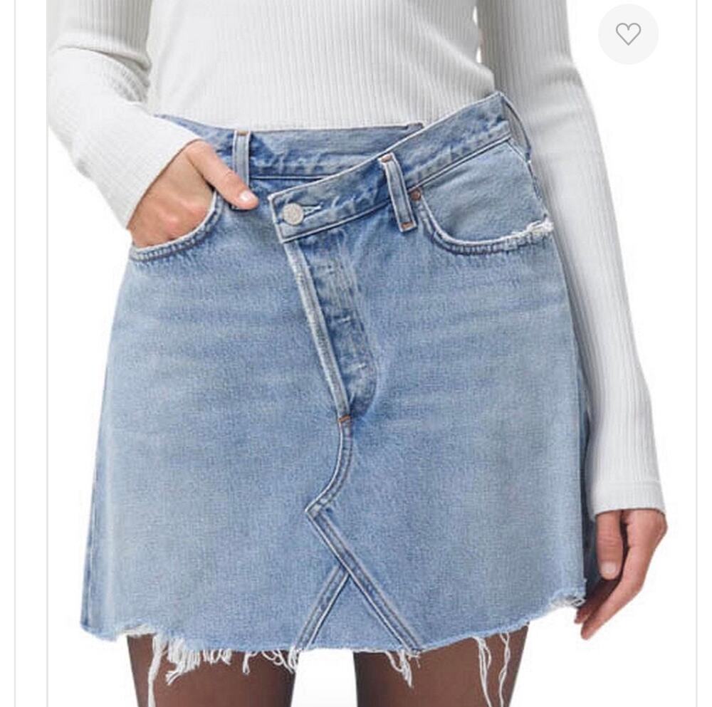 AGOLDE criss cross waistband light denim mini skirt grunge festival size 32